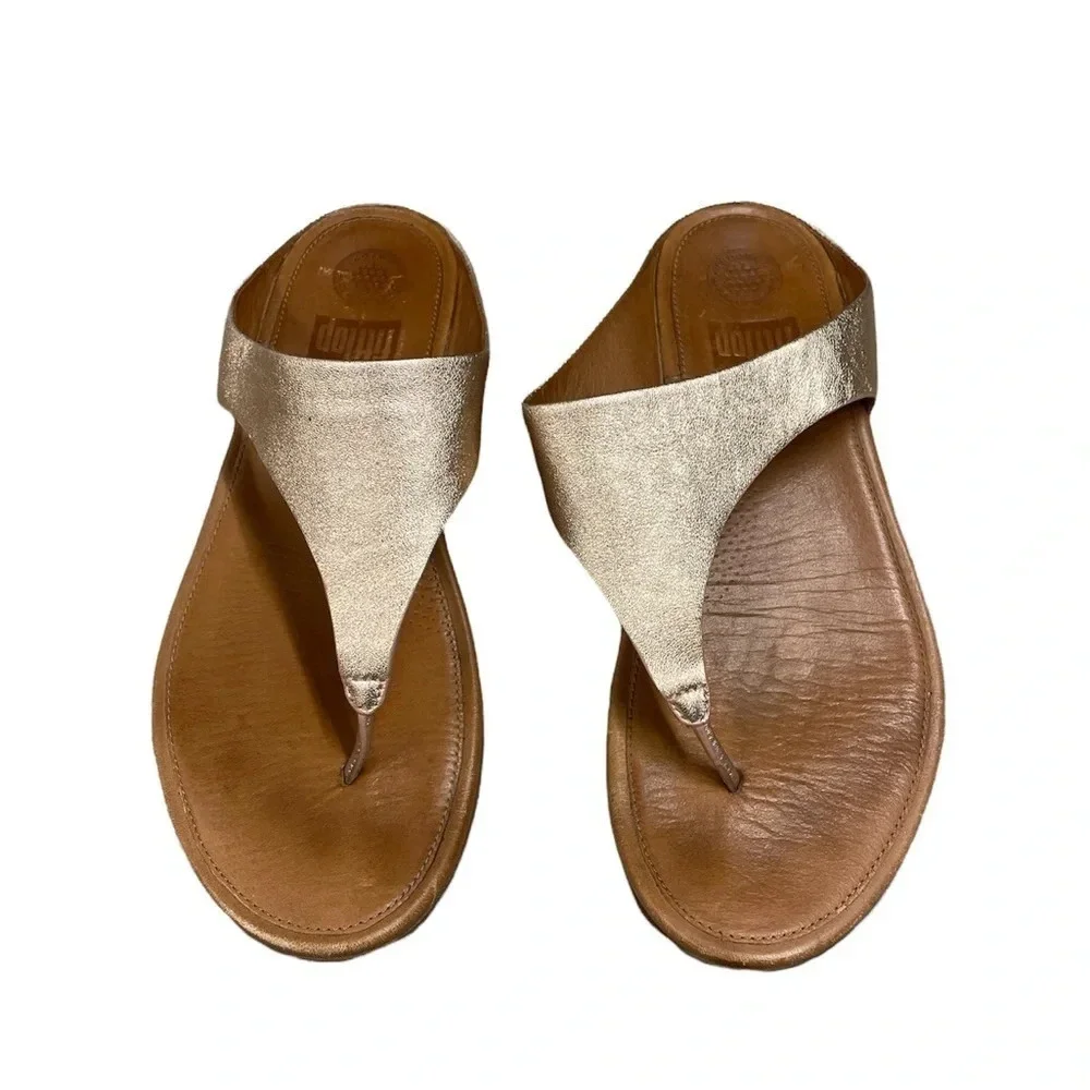 fitflop Rose Gold Banda Leather Toe-Post Sandal
